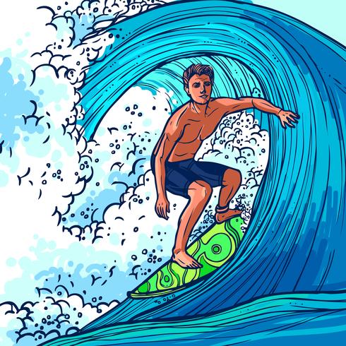 Fondo de hombre surfista vector