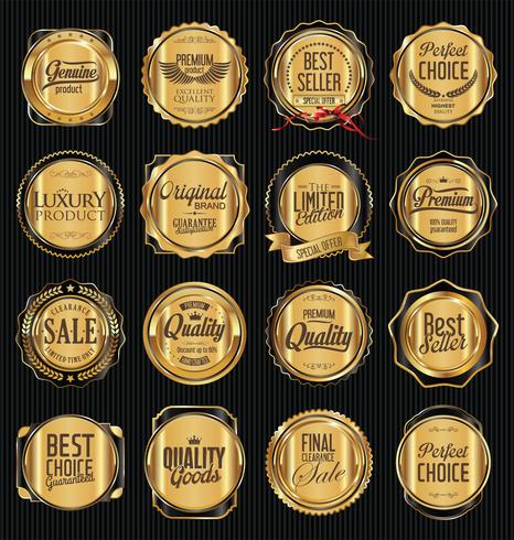 Luxury premium golden badges and labels vector