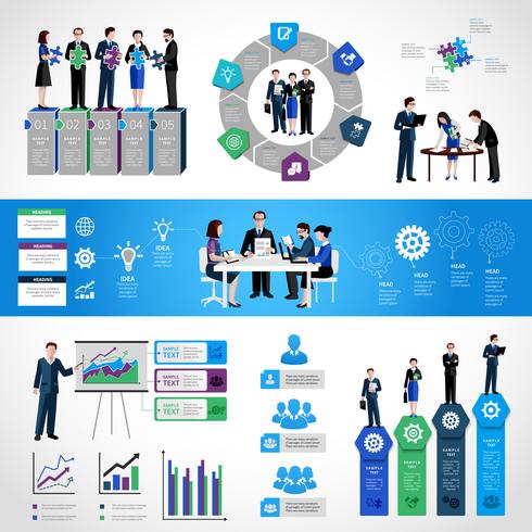 Conjunto de infografía de trabajo en equipo vector