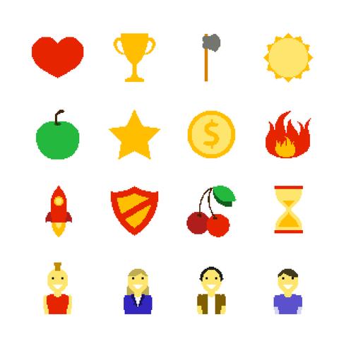 Juegos retro iconos de colores vector