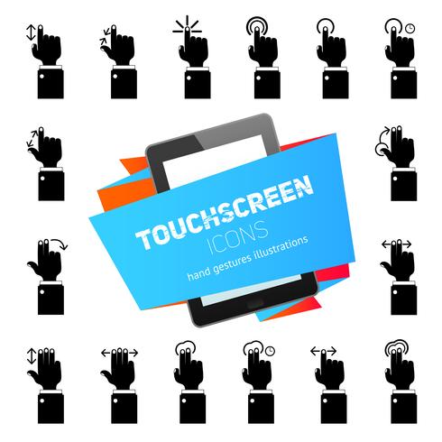 Touch Gestures Icons Black vector