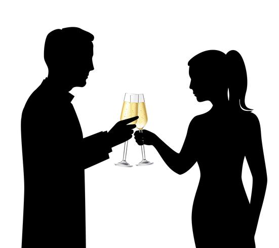 Drinking Couple Silhouettes vector