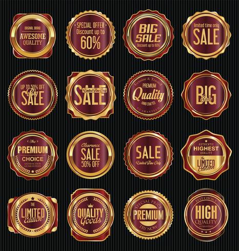 Luxury premium golden badges and labels vector