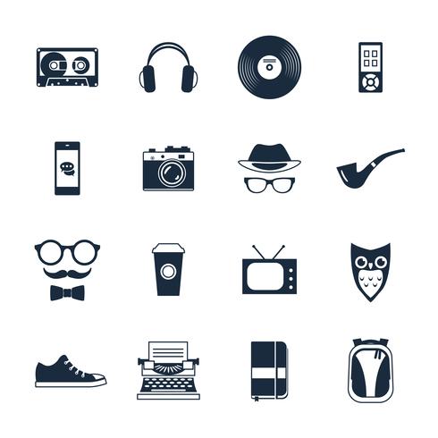 Conjunto de iconos de hipster vector