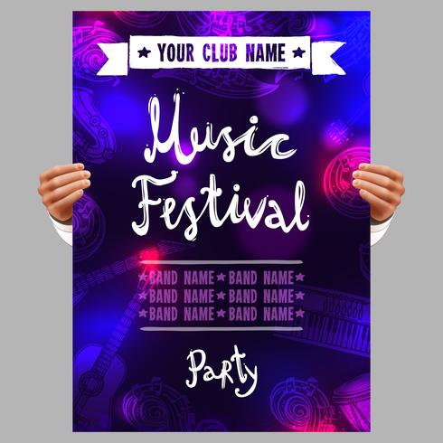 Cartel del festival de musica vector