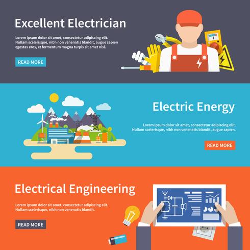 Electricity Banner Set vector