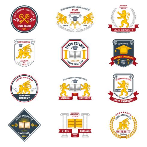 University Labels Colored vector