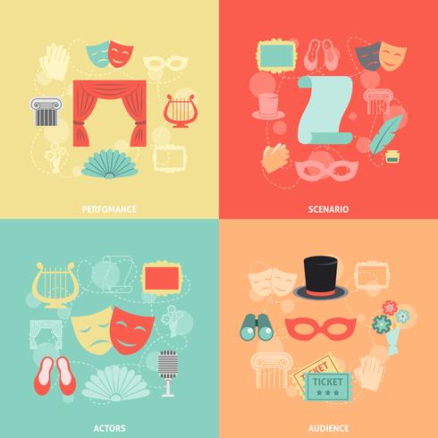 Theatre Icons Flat vector