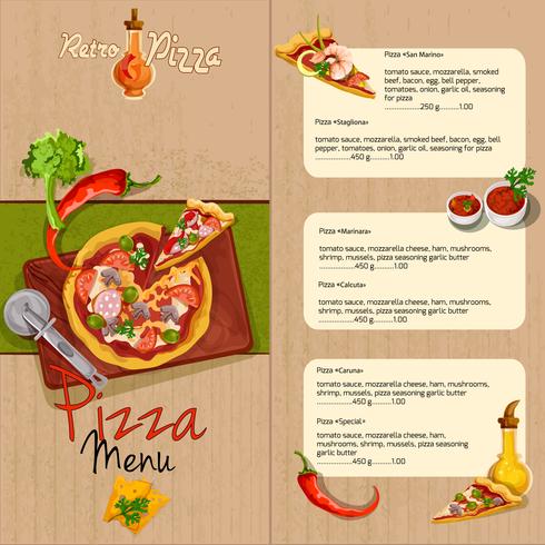 Menú del restaurante de pizza vector