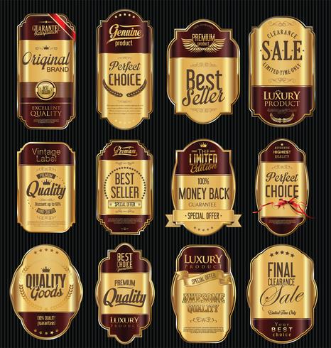 Luxury premium golden badges and labels vector