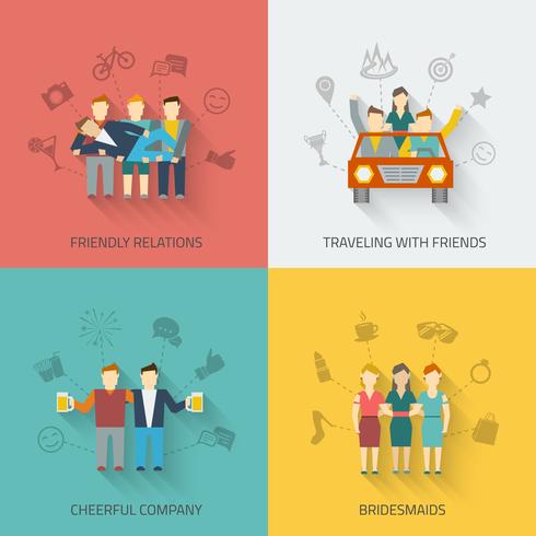 Friends Icons Flat Set vector