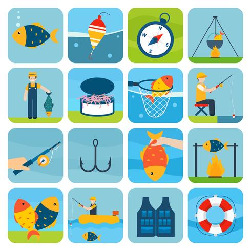 Fishing Icons Set vector