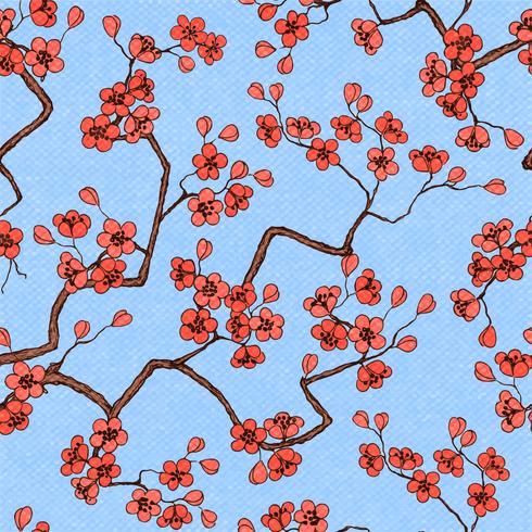 Cherry sakura flores de patrones sin fisuras vector