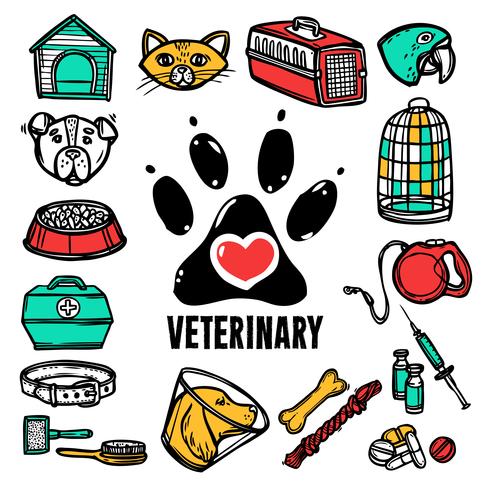 Veterinary Icon Set vector