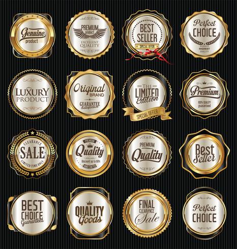 Luxury premium golden badges and labels vector