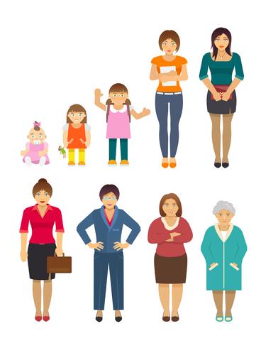 Generation Women Flat vector