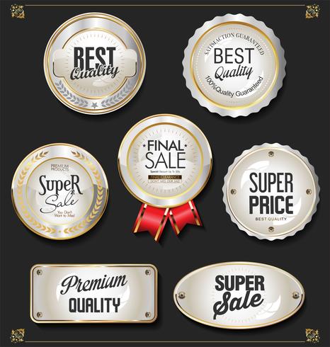 Luxury premium golden badges and labels vector