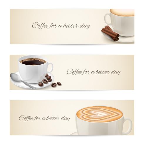 Collection of banners with coffee cups vector