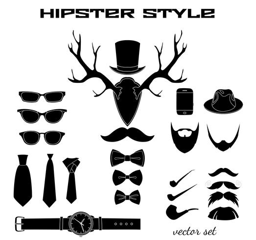 Colección de pictogramas accesorios hipster vector