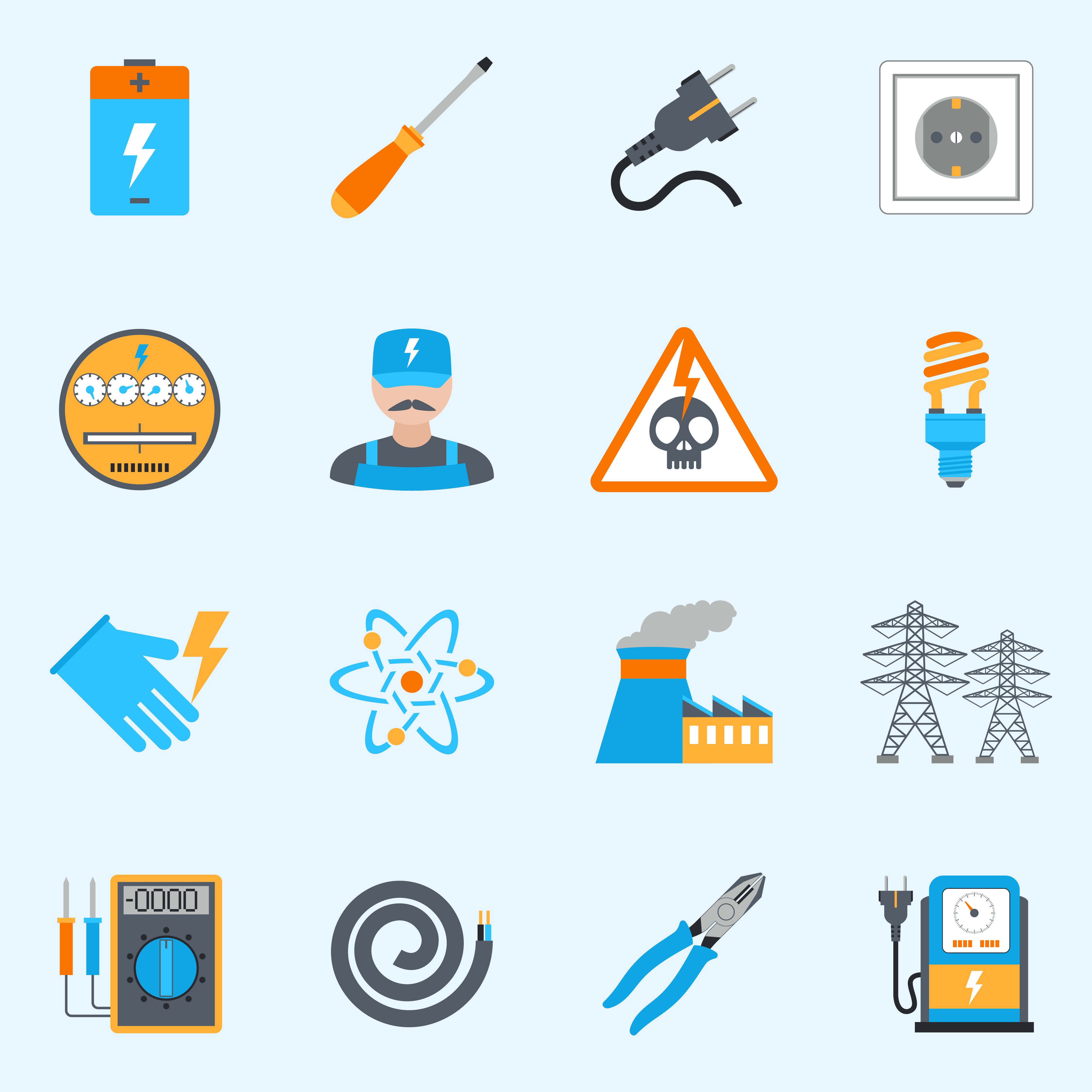 Electricity Icons Set 428882 Vector Art at Vecteezy