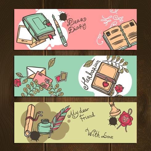 Diary Vintage Banners vector