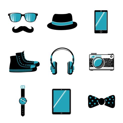 Colección de artículos hipster vector