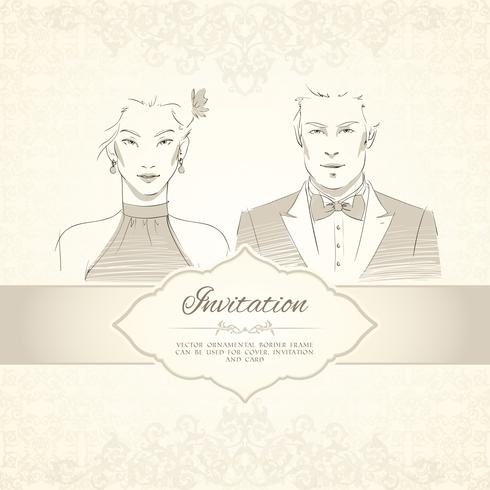 Classical wedding invitation card vector