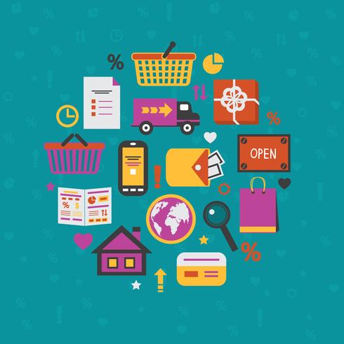 Internet shopping icons set vector