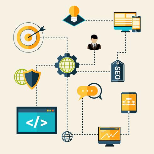 Ilustración de diagrama de flujo de Seo vector