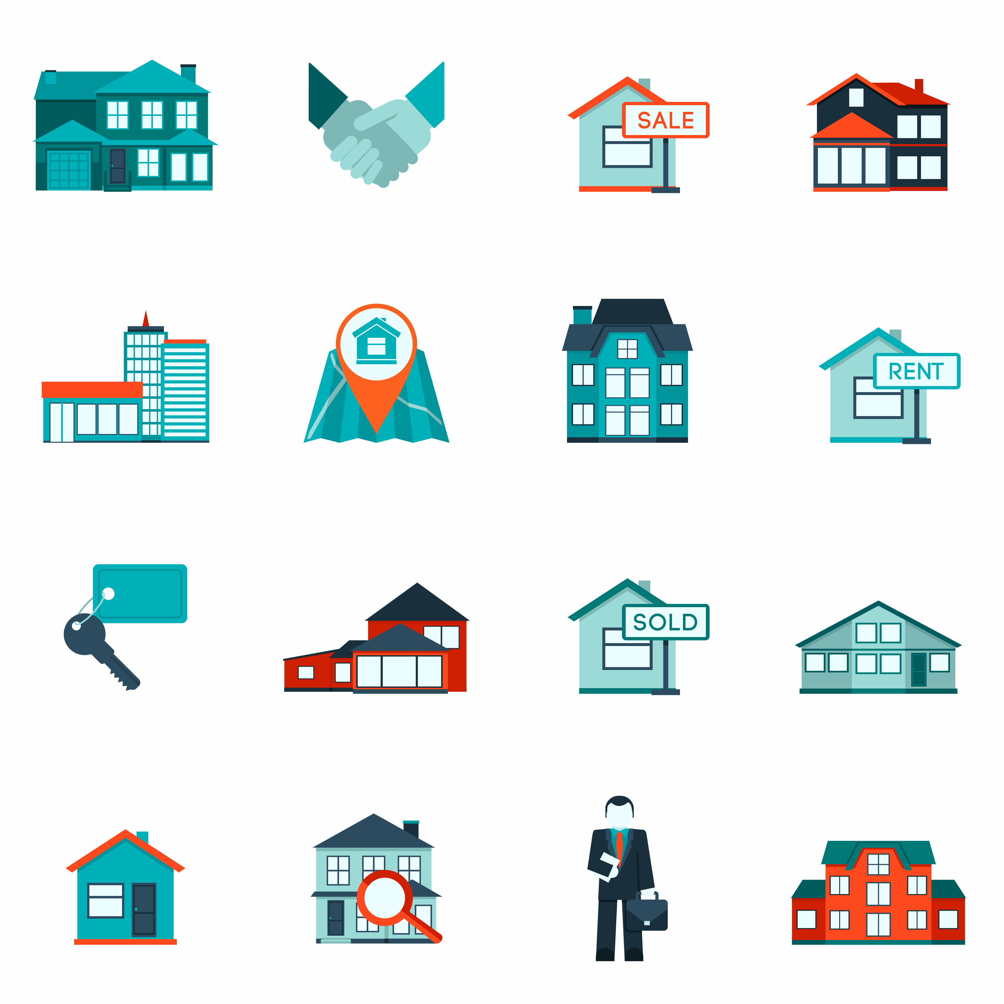 Real Estate Icon Flat 428949 Vector Art At Vecteezy
