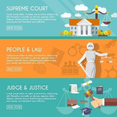 Law horizontal banners flat vector