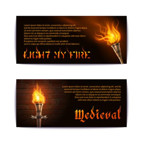 Conjunto de Banners de antorcha vector