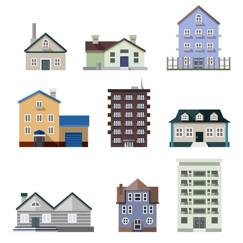 Residential house buildings vector