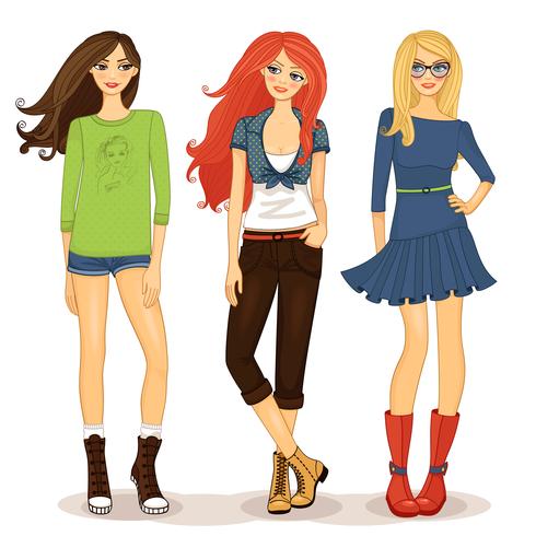 chicas amigables vector