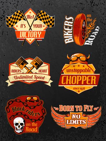 Motorcycle bike badges set vector