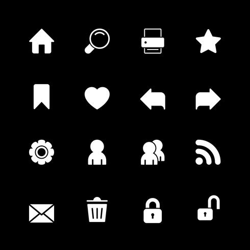 Web technology iconset, contrast silhouettes vector