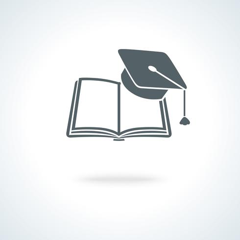 Open book with square academic cap vector