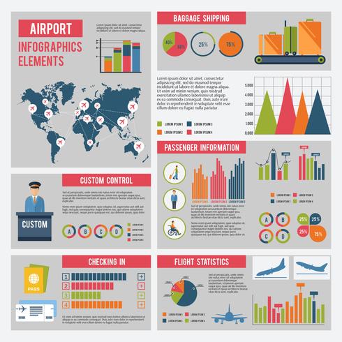 Conjunto de infografías del aeropuerto vector