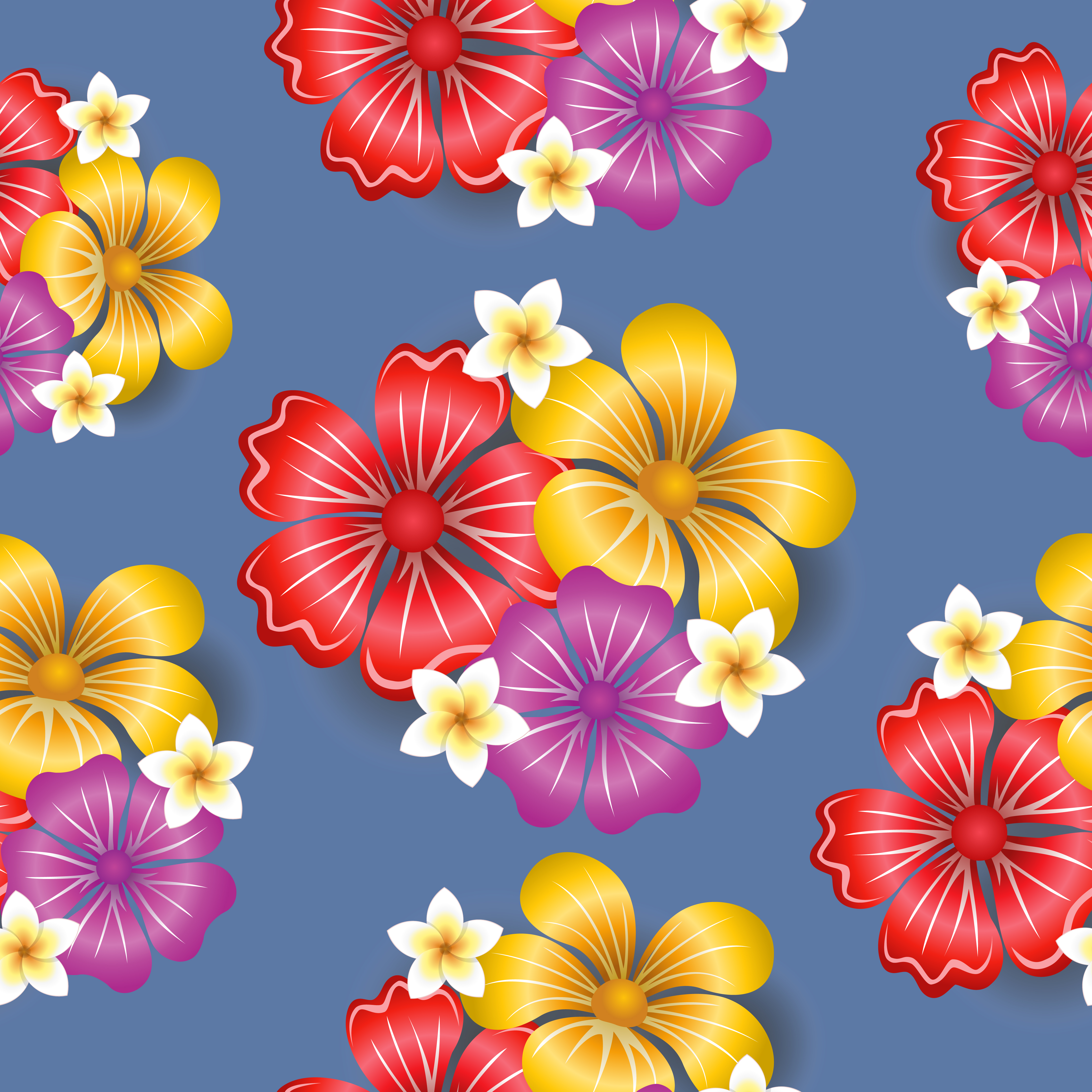 Download Tropical flowers seamless pattern background - Download ...