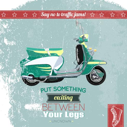 Hipster scooter poster vector