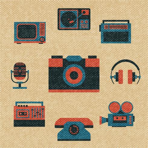 iconos de medios vintage vector