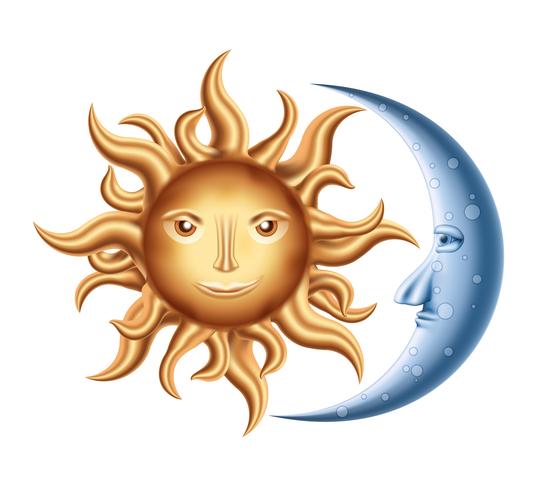 Moon and Sun vector