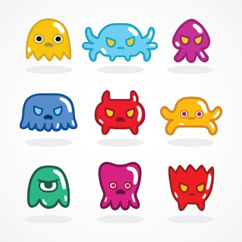 Retro video game monsters set vector