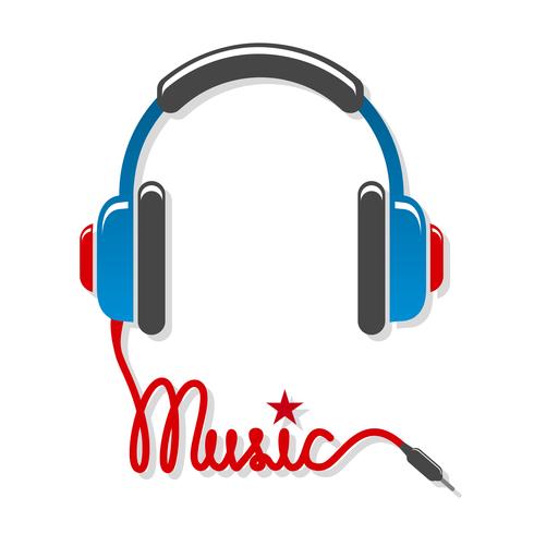 Headphones with cord and word music vector