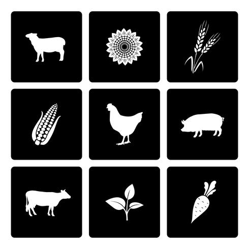 Rural icons set vector