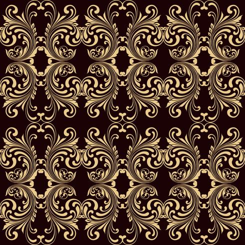 Horizontal yellow on brown ornamental seamless vector