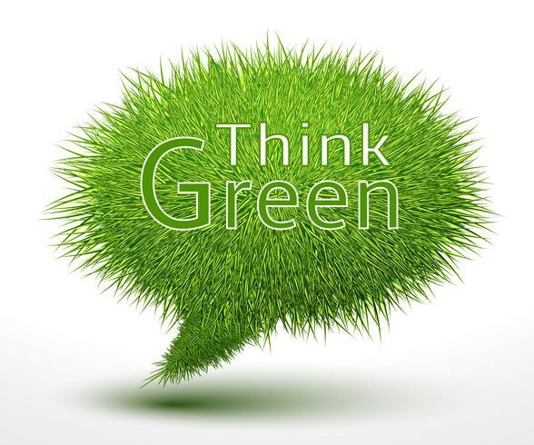 Piensa concepto verde sobre hierba vector