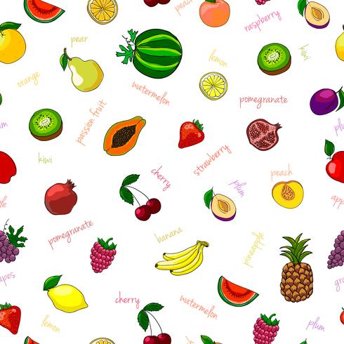 Frutas frescas de patrones sin fisuras vector