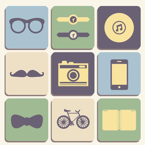 Conjunto de iconos de hipster vector