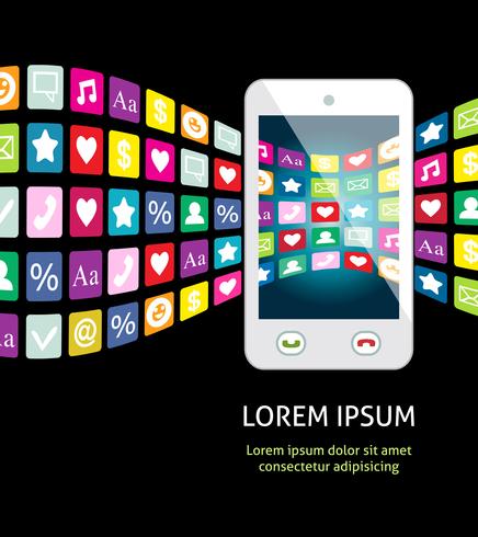 Smartphone with mobile apps vector
